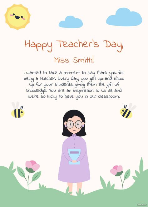 Free Cute Teacher's Day Card Greeting Cards Teachers Day, Happy Teacher's Day Gift, Teacher Day Letter, Last Day Card For Teacher, Teachers Day Gift Card Ideas, Card Happy Teacher Day, Happy Teacher'day Card, Happy Teacher Day Card Design, Teachers Day Greetings Card