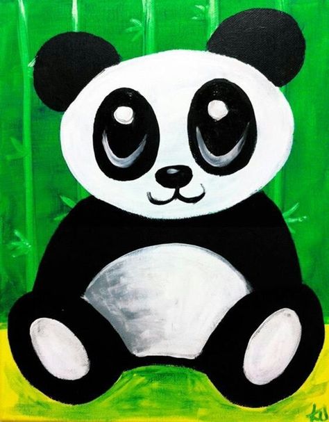 Cute panda canvas paint idea for wall decor.  Panda bear. Canvas painting. Wall art. Kids Canvas Painting, Panda Painting, Cai Sălbatici, Kids Canvas Art, Kids Canvas, Easy Canvas Painting, Cute Canvas, Cute Paintings, Arte Animal