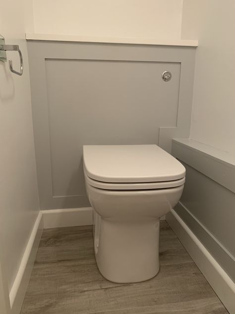 Concealed shaker style cistern cabinet with back to wall toilet pan Concealed Toilet Ideas, Toilet Cistern Cover Ideas, Back To Wall Toilet Ideas, Hidden Cistern Toilet, Back To Wall Toilet, Concealed Cistern Toilet, Cloakroom Toilet Downstairs Loo, Toilet Downstairs, Toilet Surround