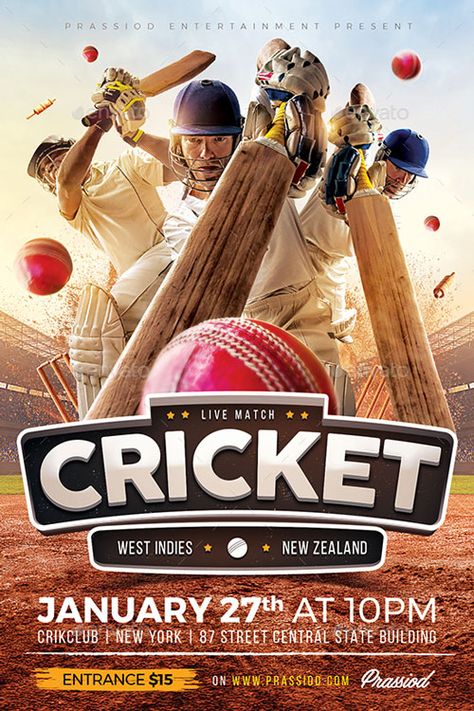 Cricket Match Flyer Template - https://ffflyer.com/cricket-match-flyer-template/ Enjoy downloading the Cricket Match Flyer Template created by Prassiod! #Bar, #Cricket, #Game, #Live, #Match, #Pub, #Sports, #Stream, #Television, #Tv Cricket Posters Design, Cricket Flyer Design, Cricket Graphic Design, Cricket Poster Creative, Cricket Creative Ads, Cricket Match Poster, Cricket Template, Cricket Poster Design, Ipl Cricket Games