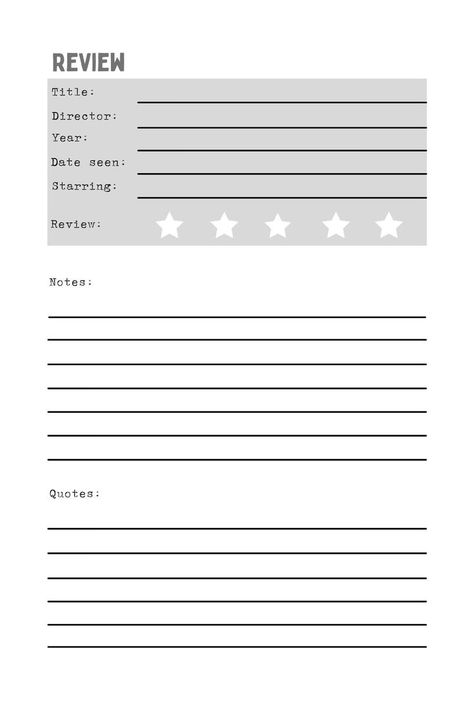 Movie Rating Template, Top 10 Movies, Notes Quotes, Journal Inspiration Writing, Movie Journal, Review Notebook, Film Journal, Writing Lists, Log Book