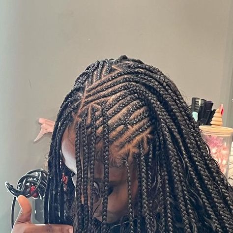 Come Get Slayed This Way !! on Instagram: "Fulani Flip Over Braids , PEFECT FOR ANY OCCASION 🔥🔥 REMAINDER FEBRUARY BOOKINGS ARE OPEN 🫶🏾   • • •  #malestyles#quickweaves#stitchbraids#feedinbraids#stitchhair#freestylebraids#freestylehair #explore #explorepage #viral #viralreels #trending #nycstylist #nycbraider #invisiblelocs #braidstyles #knotlessbraids #malebraids #malestyles #knotlessboxbraids #freestylecornrows #boxbraids #Heartbraids #knotlesstothefloor #colorbraids #locretwist #softlocs#ponytail#nycstylist #nychairstylists" Flip Braids For Black Women, Fulani Flip Over Braids With Sew In, Flip Over Braids Hairstyles, Fulani Flip Over Braids Hairstyles, Flip Over Fulani, Funali Braids Flip Over, Flip Over Braids, Flip Over Fulani Braids, Baddie Braids