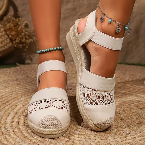 Faster shipping. Better service Womens Comfortable Sandals, Trendy Wedges, Women's Wedge Sandals, Closed Toe Wedges, Elastic Sandals, Womens Espadrilles Wedges, Summer Sandals Wedge, Sandals Platform, Boho Sandals
