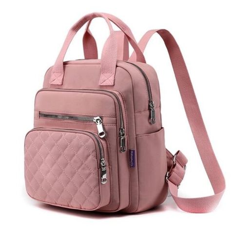 Backpack Purse for Women Fashion Designer Travel Large Ladies handbags Beg Sekolah, Purse Casual, Canvas Backpack Women, Travel Rucksack, Quilted Backpack, Travel Handbags, Travel School, Pink Backpack, Canvas Backpack