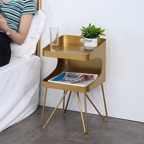 Acrylic Nightstand, Steel Nightstand, Gold Nightstand, Metal Nightstand, Gold Side Table, Bedside Table Storage, Modern Plant Stand, Table Bedroom, Bedroom Bedside Table