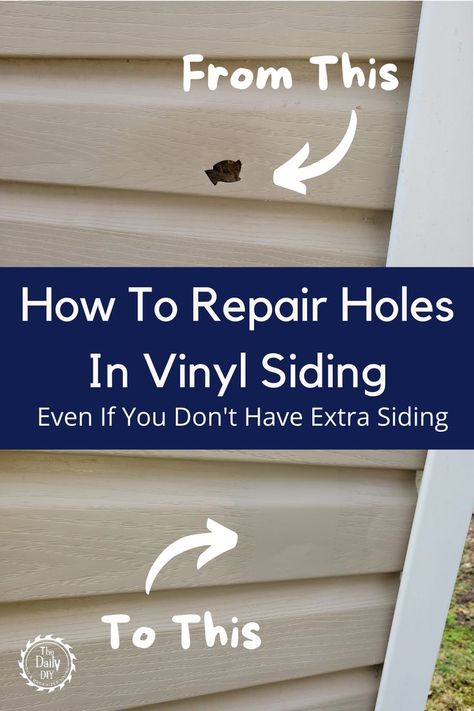 Fix Holes In Siding - The Daily DIY Upcycling, Vinyl Siding Repair, Siding Repair, Metal Mosaic, Vinyl Repair, Home Fix, Mobil Home, Diy Vinyl, Gas Range