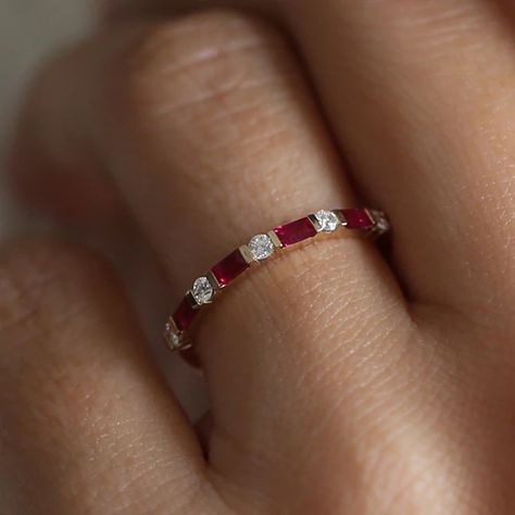 Ruby – FERKOS FJ Baguette, Stackable Wedding Ring, Ruby Band Ring, Garnet Wedding, Stackable Rings Wedding, Ruby Bands, Ruby Ring Gold, Ruby Rings, Cute Engagement Rings