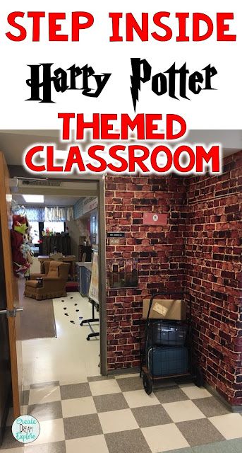 Harry Potter Transformation, Harry Potter In The Classroom, Harry Potter Border Design, Science Classroom Door Ideas, Harry Potter Science Classroom, Room Of Requirement Ideas, Harry Potter Room Transformation, Harry Potter Classroom Transformation, Harry Potter Theme Classroom