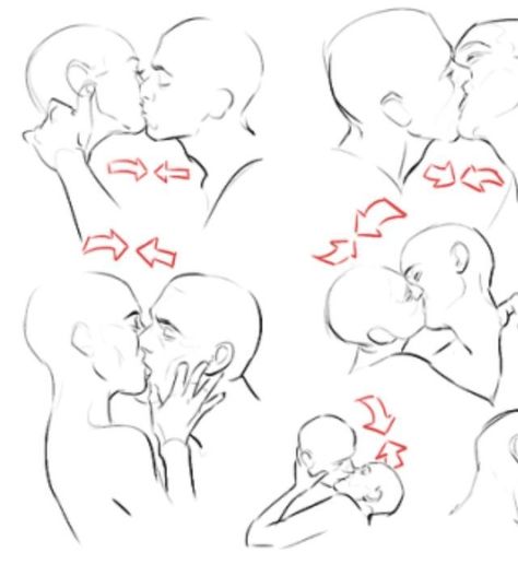Someone Turned Around Drawing, Kissing Poses Reference Drawing, Hand Clenching Shirt Reference, Drawing Refrences Kiss, Hovering Over Someone Pose, Yelling Drawing Reference Side View, Art References Kissing, Fang Smile Drawing, Dramatic Duo Poses Reference