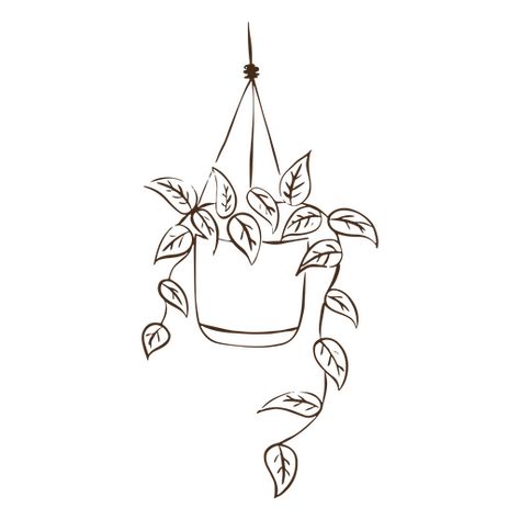 Simple stroke nature home decoration hanging plant PNG Design Drawing Of Hanging Plants, Nature, Hanging Plant Doodles Simple, Hanging Plants Embroidery, Simple Plant Sketch, Plant Pot Embroidery, Cute Plant Drawings Simple, Potted Plant Drawing Simple, Potted Plant Tattoo Simple