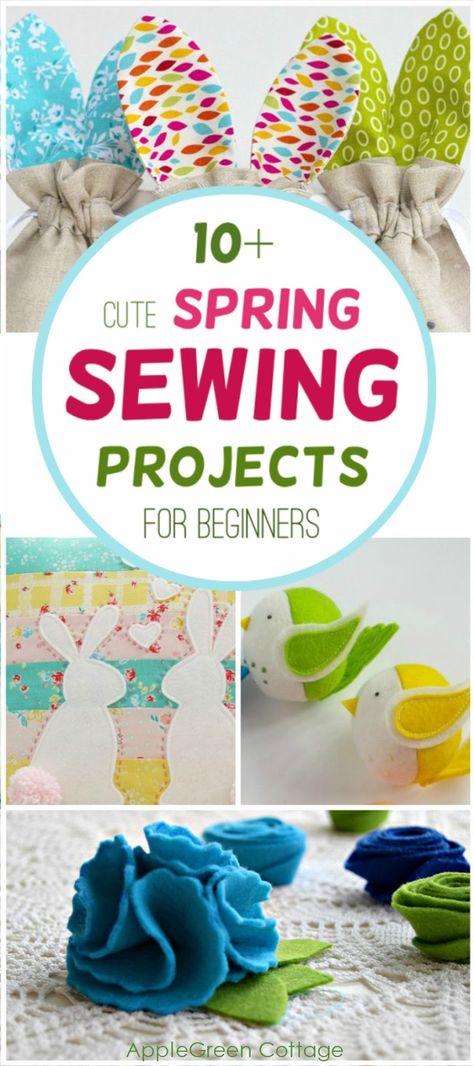 spring sewing projects for beginners, with tutorials and easy sewing patterns Couture, Easy Sew Crafts To Sell, Sew Easter Projects, Easter Sewing Crafts Free Pattern, Easter Sewing Projects Easy, Easter Sewing Ideas, Spring Sewing Ideas, Quick Sewing Projects To Sell, Sewing Easter Projects