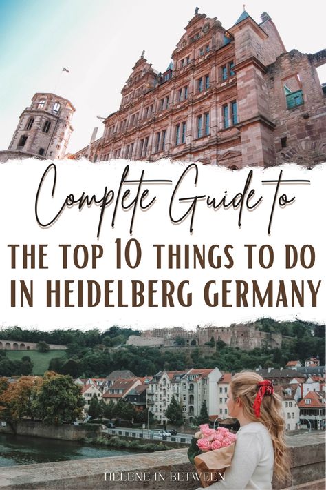 Heidelberg is one of the most underrated German cities to visit. Home to a 13th-century castle, the oldest university in Germany, and the longest pedestrian street in Europe, this city offers plenty to see and do. I've created my top 10 list of things to do in Heidelberg. Whether you love history, adore culture, or want to try delicious German cuisine, there's something here for everyone. | things to do in heidelberg germany | best things to do in heidelberg | heidelberg travel guide Heidelberg, Bonn, Mainz Germany, Germany Travel Guide, Germany Vacation, Heidelberg Germany, Cities In Germany, Travel Germany, Visit Germany