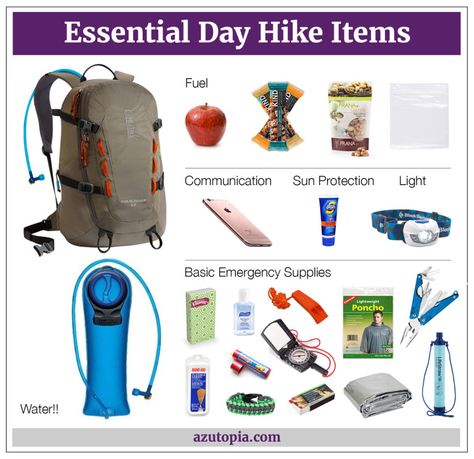 Day Hike Essentials, Hike Essentials, Hiking Day Pack, Hiking Supplies, Hiking Hairstyles, Hiking Tattoo, Hiking Training, Hiking Food, Summer Hiking