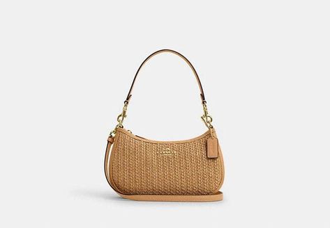 Women's COACH Teri Shoulder Bag - Black - Shoulder bags Women's Teri Shoulder Bag in Brown | Cotton. Coach Straw Bag, Everyday Bags For Women, Coach Ergo Bag, Expensive Wishlist, Trendy Shoulder Bags, Purse Wishlist, Coach Teri Shoulder Bag, Coach Shoulder Bags, Tweed Purse