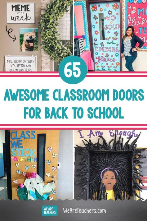 65 Awesome Classroom Doors For Back-to-School How To Make A Tree For A Bulletin Board, Door Decorations Classroom High School, Ela Door Decorations Middle School, Middle School Welcome Bulletin Boards, Middle School Classroom Door, Classroom Door Decorations Welcome, Rainbow Classroom Door Ideas, High School Door, Art Classroom Door