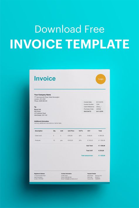 Create your own invoice with our free invoice template for Excel, Word or PDF. Microsoft Word Invoice Template, Free Invoice Template, Invoice Layout, Invoice Sample, Invoice Example, Microsoft Excel Tutorial, Invoicing Software, Create Invoice, Invoice Design