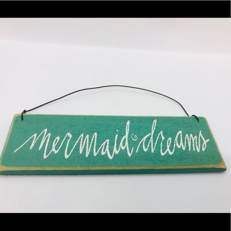 Mermaid Ornament Nwt Fun Wood Sign Says Mermaid Dreams In The Front. The Back Has A Magnet As Well As A Wire For Hanging. Perfect For Decorating Doors, Windows, Xmas Trees, Use As A Magnet Or Give As A Gift. Get One Or Collect All 3. Materials: Wood And Wire Approximate Measurements: Width: 3” Length: 4 1/16” Length With Wire: 6 15/16” New With Tags. Decorating Doors, Romance Decor, Wooden Quotes, Primitive Farmhouse Decor, Wooden Signs With Sayings, Happy Signs, Mermaid Ornament, Wooden Signs Diy, Christmas Wall Hangings