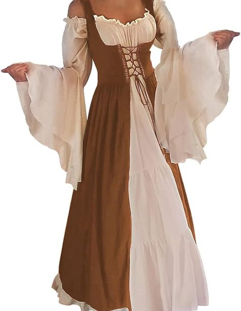 Amazon.com: Abaowedding Womens's Medieval Renaissance Costume Cosplay Over Dress : Clothing, Shoes & Jewelry Haute Couture, Medieval Dress, Moda Medieval, Medieval Outfit, Medieval Festival, Medieval Clothes, Fair Outfits, Over Dress, Boho Dresses Long