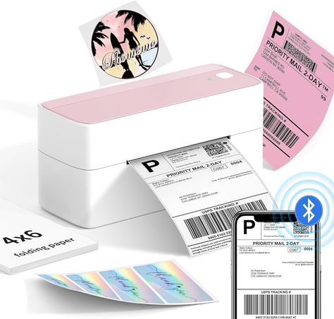 #ad #amazonaffiliatelink Amazon.com : Phomemo Bluetooth Shipping Label Printer - 4x6 Thermal Label Printer for Small Business, Thermal Printer for Shipping Packages for Phone&Pad&PC, Pink Label Printer for Amazon Ebay USPS FedEx UPS DHL : Office Products Gift Shop Interiors, Shipping Label Printer, Thermal Label Printer, Packaging Ideas Business, Diy Labels, Thermal Labels, Finger Nails, Chrome Web, Label Maker