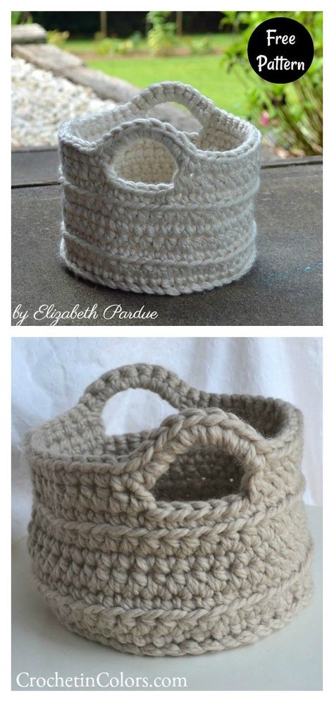 Ways To Organize Your Home, Crochet Basket Tutorial, Chunky Yarn Crochet, Crochet Cluster Stitch, Scrap Yarn Crochet, Yarn Basket, Crochet Storage Baskets, Crochet Basket Pattern Free, Yarn Hanging