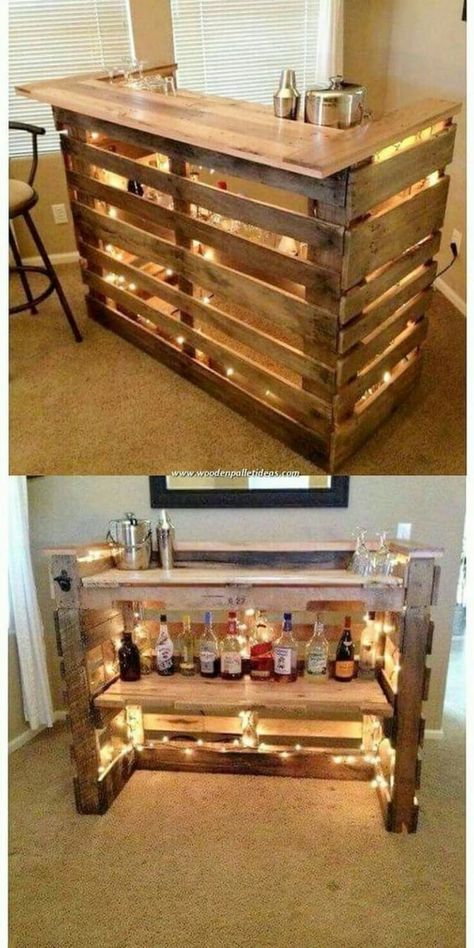 bar en bois de palettees Pallet Bar, Pallet Decor Diy, Bar Pallet, Pallet Counter, Attractive Images, Wood Pallet Bar, Wooden Pallet Table, Bar In Casa, Pallet Bar Diy