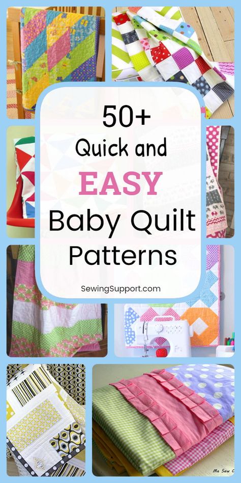 Free Quilt Patterns for Baby Quilts. 50+ Easy Baby Quilt patterns, tutorials, and diy projects. Boy, girls, and gender neutral quilt projects, simple and easy enough for beginners. Great baby shower diy gift idea. #SewingSupport #Baby #Quilt #Pattern #Easy #Free #Shower Easy Baby Quilt Patterns, Gender Neutral Quilt, Easy Baby Quilt, Quilt Pattern Easy, Easy Baby Shower, Baby Quilt Patterns Easy, 10 Dollar Store, Patterns To Sew, Neutral Quilt