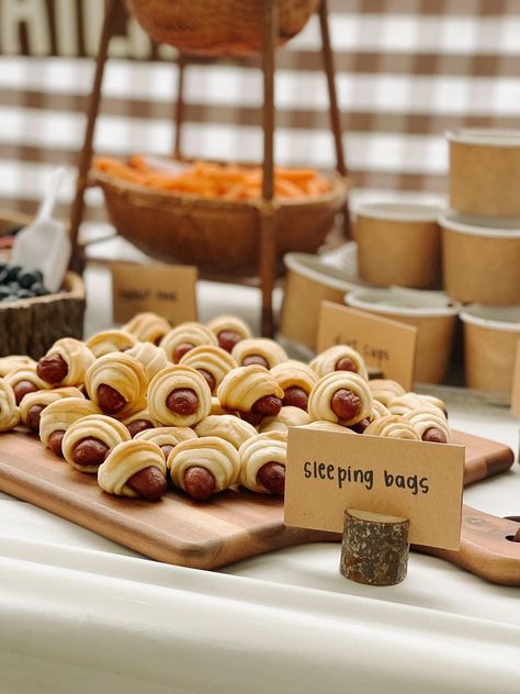 One Happy Camper First Birthday Food Ideas, Smores Baby Shower Ideas, Mushroom Forest Baby Shower Theme, Snacks To Bring To A Party, Deer Baby Shower Ideas, 1 Happy Camper Birthday, One Happy Camper First Birthday Decor, Woodland First Birthday Boy, Bear Themed Food