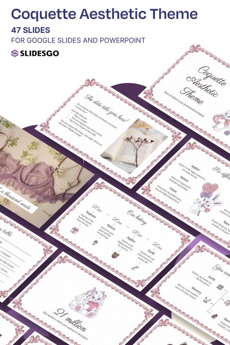 Coquette Aesthetic Theme I Google Slides & PowerPoint Presentation Template Kawaii, Pastel, Coquette Powerpoint Template, Coquette Powerpoint, Cute Doodle Aesthetic, Aesthetic Ppt Template, Canva Templates Free, Doodle Aesthetic, Theme Presentation