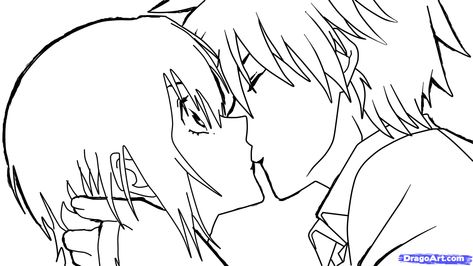How to Sketch an Anime Kiss, Step by Step, Anime People, Anime, Draw Japanese Anime, Draw Manga, FREE Online Drawing Tutorial 14 Couples Kissing Drawing, Kissing Drawing, Kiss Painting, How To Sketch, How To Draw Anime, Anime Head, Drawing Cute, Manga Drawing Tutorials, Draw Anime