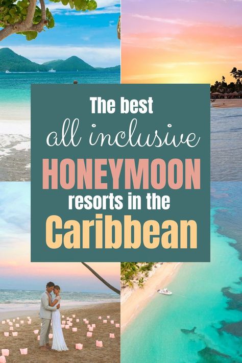 If you are planning a tropical honeymoon - Make sure to check out this post on the BEST romantic all inclusive resorts in the Caribbean! Congratulations On Getting Married, Honeymoon Destinations All Inclusive, Luxury Caribbean Resorts, All Inclusive Honeymoon Resorts, Tropical Honeymoon Destinations, Best Honeymoon Resorts, Caribbean Islands Vacation, All Inclusive Beach Resorts, Caribbean Honeymoon