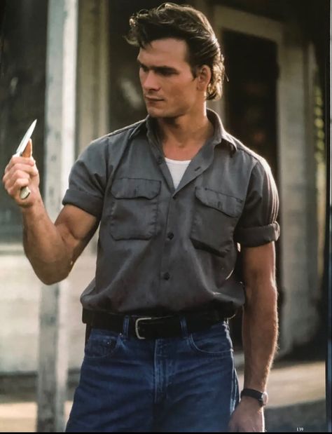 Patrick Swayze Outsiders, Patrick Swayze The Outsiders, Darry Curtis Icon, Darry Curtis Fanart, 50s Fashion Greaser, Darry Outsiders, Outsiders Darry, 50s Greaser Aesthetic, Darrel Curtis