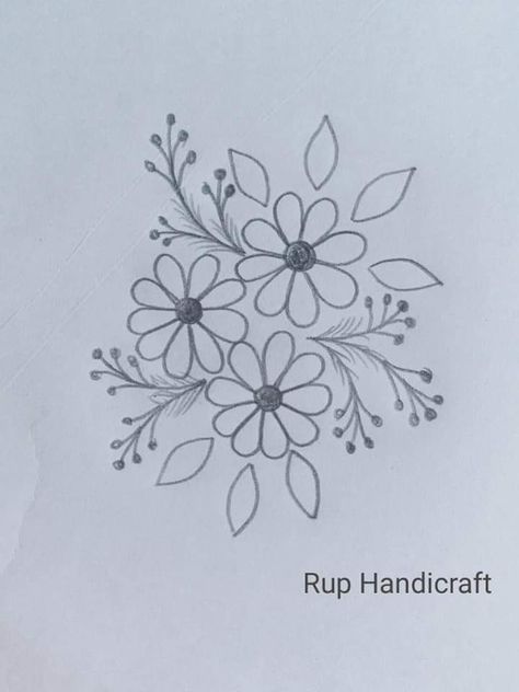 Flower Outlines Simple, Basic Flower Drawing, Embroidery Patterns Free Templates, Sulaman Pita, Flower Pattern Drawing, Basic Hand Embroidery Stitches, Hand Embroidery Patterns Free, Pola Bordir, Ribbon Embroidery Tutorial