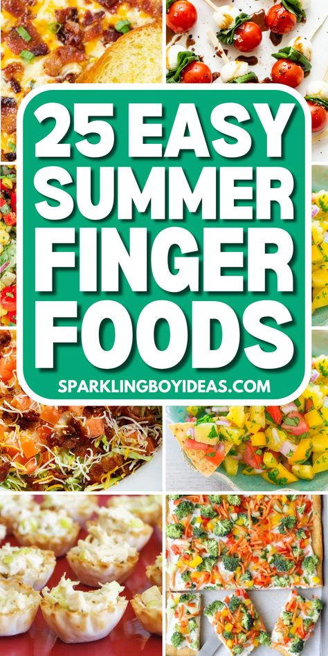 Summer finger foods are perfect for any gathering. Discover easy summer appetizers and fresh summer snacks for your next party. Ideal for picnics and BBQs, these no-cook summer party foods and quick summer bites will impress. From bruschetta recipes, summer dips recipes, and summer canapes, to mini summer sandwiches. Enjoy refreshing bite-sized summer treats simple summer hors d'oeuvres and summer fruit finger foods, these ideas are a must-try. Try these easy summer recipes for parties. Easy Pick Up Foods Parties, Things To Bring To A Party, Summertime Food Ideas, Food To Make On Vacation, Fresh Summer Snacks, Appetizer Recipes Cold Appetizers, Finger Food Sides, Summer Foods For Party, Snacks For Boating Finger Foods