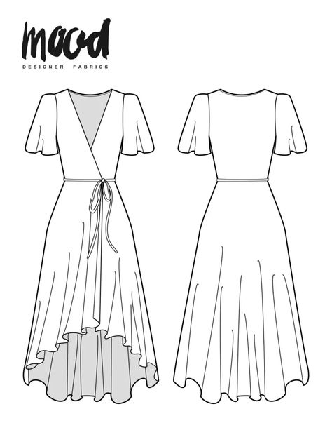 Free Sewing Patterns for Every Wedding Guest - Mood Sewciety Flowy Dress Sewing Pattern Free, Sheer Overlay Dress Pattern, Simple Wrap Dress Pattern Free, Chiffon Top Sewing Pattern, Where To Get Free Sewing Patterns, Sewing Patterns Jumpsuit, Women’s Clothing Patterns, Easy Dress Sewing Patterns Free, Free Summer Sewing Patterns