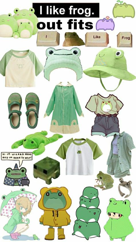 Couture, Cute Frog Clothes, Frog Clothes Aesthetic, Frogcore Outfits, Frog Outfit Aesthetic, Frog Aesthetic Outfit, Keroppi Outfit, Froggy Clothes, Froggy Outfit