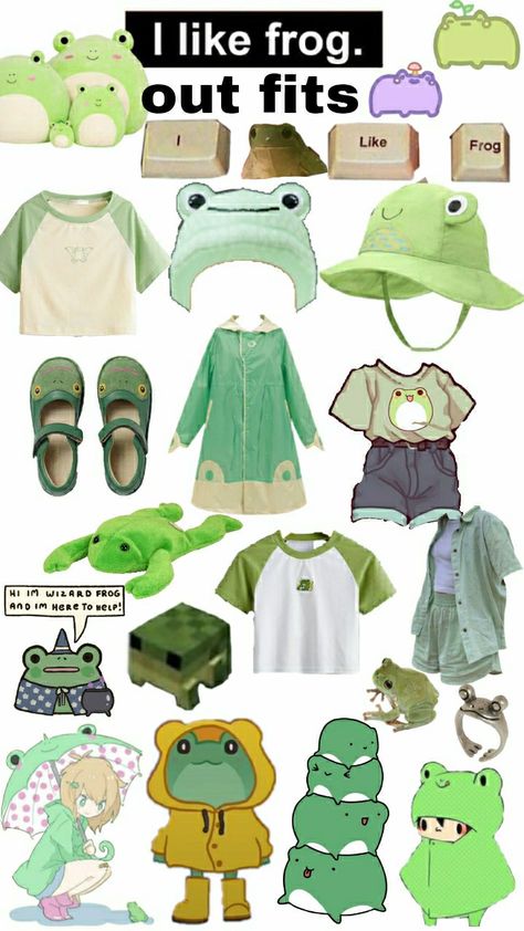 Couture, Frog Outfits Aesthetic, Cute Frog Clothes, Frog Clothes Aesthetic, Cute Frog Outfits, Frogcore Outfits, Frog Outfit Aesthetic, Frog Aesthetic Outfit, Keroppi Outfit