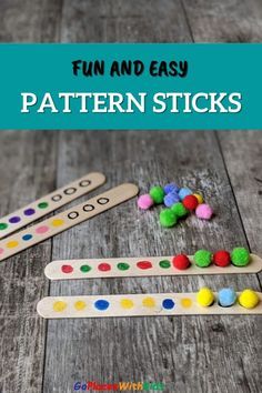 Pattern Sticks- A Fun and Easy Preschool Activity - Go Places With Kids Kids Math Activities, Freetime Activities, Preschool Patterns, Homeschool Preschool Activities, Kids Math, Pattern Activities, Preschool Fine Motor, Daycare Activities, Activities Preschool