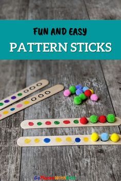 Pattern Sticks- A Fun and Easy Preschool Activity - Go Places With Kids Kids Math Activities, Preschool Patterns, Freetime Activities, Homeschool Preschool Activities, Kids Math, Pattern Activities, Preschool Fine Motor, Daycare Activities, Activities Preschool