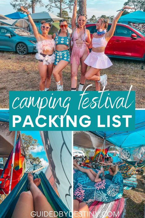 Get ready to rock out at your next camping music festival with this comprehensive camping festival packing list! From camping gear to festival essentials, this guide has everything you need to have an unforgettable experience. Discover tips and tricks for staying comfortable, and enjoying the festival to the fullest. Whether you're a seasoned festival-goer or a first-timer, this ultimate packing list has got you covered. Don't miss out on the music, fun, and adventure - start packing now! Food For Festivals Camping, Festival Needs List, Music Festival Camping Food, Shambhala Festival Outfits, Festival Tips Survival Guide, Festival List Packing, Festival Packing List Uk, Music Festival Must Haves Tips, What To Bring To A Festival