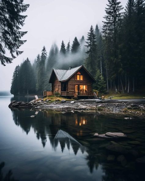 My Log Cabin - My kind of living Dark Cabin In The Woods, Deep Woods Cabin, Log Cabins In The Woods Mountain, House In The Woods Aesthetic, Mountain Cabin Aesthetic, Log Cabins In The Woods, Log Cabin Aesthetic, Cabin In The Woods Aesthetic, Cabin In Forest