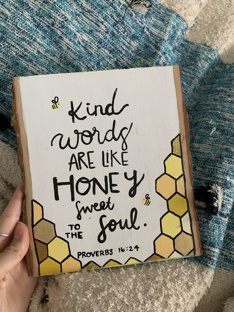 bible verse painted canvas/wood chunk Bible Verse Ideas Crafts, Canvas Painting Words Quotes, Canvas Art Scripture, Canvas With Bible Verse, Word Art Painting Canvases, Encouraging Paintings, Wood Bible Verse Signs, Cute Painted Canvas Ideas, Bible Verse Paintings On Canvas