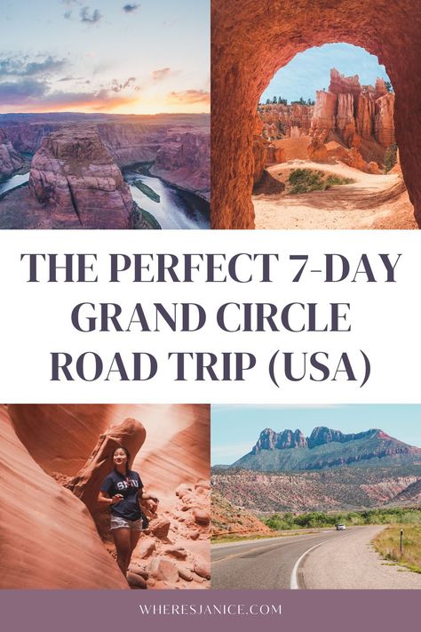 7 Day National Park Road Trip, Grand Canyon Camper Van, Grand Canyon Bryce Zion, Grand Circle National Parks, National Park Tour Road Trips, National Parks Grand Circle, Zion Bryce Arches Grand Canyon, The Grand Circle Road Trip, Grand Canyon Vacation Itinerary