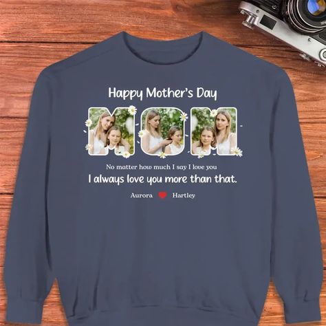 PrintKOK's personalized sweatshirts for wonderful Moms. Crafted with both comfort and fashion in mind, available in six sizes and a selection of colors. Add a personal touch with her cherished photos. Ideal for daily elegance or memorable occasions. Claim your special piece today with up to 20% off. Messages: A Personalized Sweater for Mom with her photo: A special gift for Mom! A T-shirt featuring her photo, customized just for her. Perfect for any occasion Surprise your mom with a unique and personalized sweatshirt featuring her favorite photo. Whether it's for Mother's Day, her birthday, or just because, this gift is sure to make her smile! Meaning: Transform your attire into a wearable timeline of your life's most precious moments with our Personalized Sweatshirt. Crafted with attentio Smile Meaning, Personalized Sweatshirts, Personalized Sweater, Special Gifts For Mom, Sibling Gifts, Mom Sweater, Navy Hoodie, Mom Hoodies, Professional Gifts