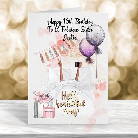 Excited to share this item from my #etsy shop: Personalised Birthday Card, Personalised Sister Birthday Card, Sister Birthday Card, Daughter Birthday Card, Granddaughter Birthday Card #birthday #personalisedcard #sisterbirthdaycard #16thbirthdaycard #greetingcards Birthday Card Sister, Birthday Card Daughter, 16th Birthday Card, Eighteenth Birthday, Daughter Birthday Cards, First Birthday Cards, Its A Girl Balloons, Sister Birthday Card, Happy 16th Birthday