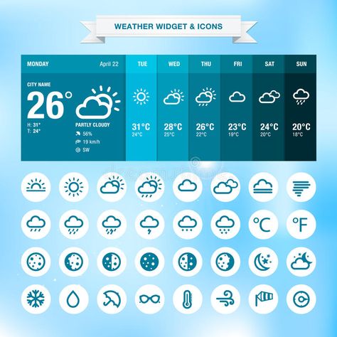 Weather Forecast Design, Weather Dashboard, Weather Website, Widget Template, Ux Design Principles, Weather Widget, Weather Cards, Week Planner, Weather App