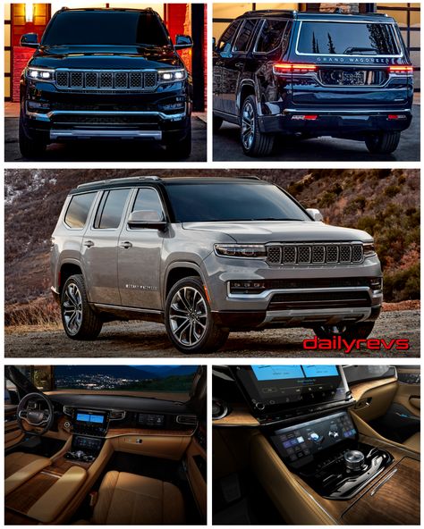 2022 Jeep Grand Wagoneer - Dailyrevs Jeep Grand Wagoneer 2022, Jeep Wagoneer 2022, New Jeep Wagoneer, Black Tahoe, Jeep Grand Wagoneer, Grand Wagoneer, 2015 Mustang, New Luxury Cars, Mom Car