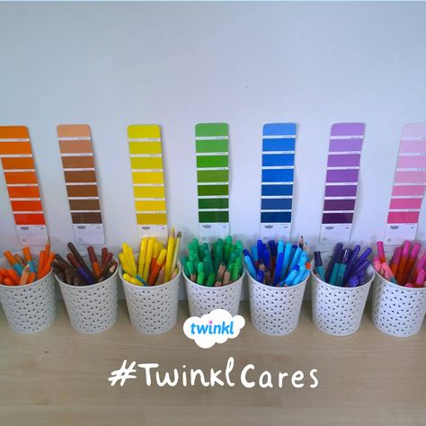 Teaching Displays, Colour Display, Eyfs Classroom, Early Years Classroom, Paint Sample, Classroom Layout, Classroom Storage, Classroom Organisation, Home Simple