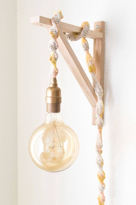 Macrame Light, Unique Macrame, Macrame Lamp, Lampe Diy, Diy Makramee, Diy Lampe, Hemma Diy, Paint Diy, Macrame Ideas