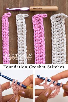 How to Crochet Foundation Single Crochet and More - Naztazia ® Crochet Scarf For Beginners, Foundation Half Double Crochet, Foundation Single Crochet, Crochet Hack, Crochet Stitches Guide, Beginner Crochet Tutorial, Crochet Stitches Free, Easy Crochet Stitches, Beginner Crochet Projects