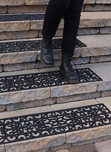 Rubber Stair Treads Non-Slip Outdoor 35”x10” (5-Pack) – Anti-Slip Step Mat: Amazon.ca: Tools & Home Improvement Rubber Stair Treads, Cement Steps, Stairs Covering, Outside Steps, Stair Mats, Indoor Outdoor Carpet, Carpet Stair Treads, Outdoor Steps, Wooden Steps